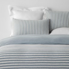 HOLA 和樂家居 自然針織條紋被套, 經典灰藍