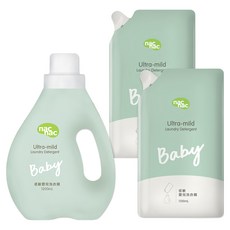nac nac 低敏嬰兒洗衣精組 1.2L + 補充包 1.1L 2包, 3.4L, 1組
