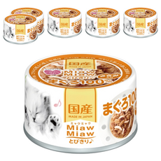 AiXiA MIAW MIAW 樂妙喵系列 貓罐頭 日本唯一頂級凍狀罐 減壓30% 完食率≧99.9%, 鮪魚 + 雞肉, 60g, 6罐