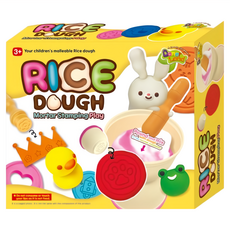 Donerland 無毒米黏土套裝，3歲以上兒童適用，附研缽壓印遊戲, 小小印章, 1盒, 454g