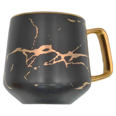 Royal Duke 霧光大理石紋陶瓷馬克杯 黑色 410ml, 1個