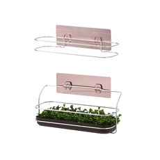 SHCJ 生活采家 台灣製304不鏽鋼雙層雨傘架 無痕貼 Set, 貼片尺寸22 x 7.5cm 不鏽鋼架尺寸上架寬30.5 x 深11 x 高3.8cm下架寬31.3 x 深10.3 x 高14cm, #99535, 1組