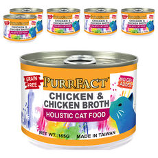PURRFACT 波菲特 貓用主食罐 無穀糧 無添加膠質, 鮮嫩雞, 165g, 6罐