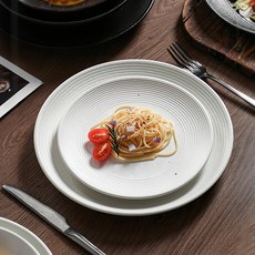 Homely Zakka 北歐風純色陶瓷西餐盤2件組 (大+小) 輕奢餐具, 1組, 磨砂白, 大(26.5 x 3cm) + 小(20.5 x 2cm)