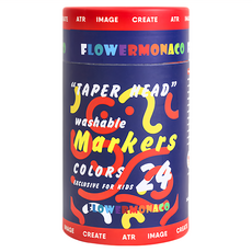 FLOWER MONACO 可水洗錐頭彩色筆 24色 無毒可水洗墨水 3歲以上兒童適用, 1組