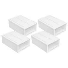 收納部屋 透明抽屜收納盒8L, 4個, 31 x 22 x 11.5cm, 白色 - 簡約風格, 靈活收納