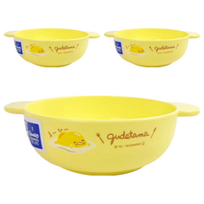Sanrio 三麗鷗 Gudetama 蛋黃哥 雙耳湯碗，聚丙烯材質，耐熱140℃，尺寸約10.5x4CM, 3個