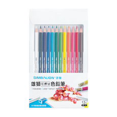 SIMBALION 雄獅 可擦拭色鉛筆組 EP-12, 12色, 1組