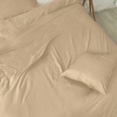 BUHO布歐 素面文青300織100%TENCELTM純天絲 雙人特大薄被套 - 60支萊賽爾纖維, 8 x 7尺, 烤糖奶蓋