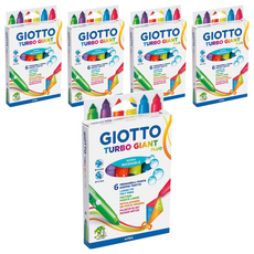 GIOTTO 超好洗 Turbo Giant Fluo彩色筆，粗細雙效, 6色, 5盒