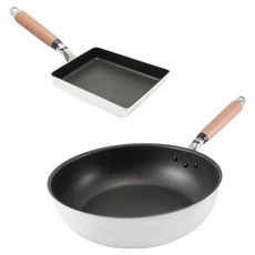 hokua 北陸 極大金IH輕量級不沾鍋2件組 日本製, 1套, 炒鍋 28cm + 玉子燒鍋, 銀色