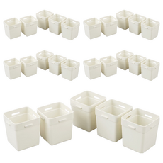 inomata 日本襪子等小物 整理神器系列 可連接使用儲物盒 5件組 SHELLPA EX 抗菌, 7.4 x 7.4 x 8cm, 白色, 5組