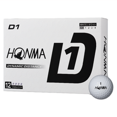 HONMA Golf 本間高爾夫 D1 高爾夫球 12顆, 動感距離, 白色, 1盒