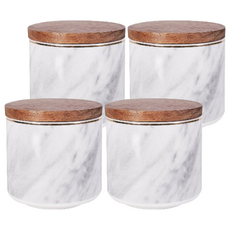 Homely Zakka 北歐ins風輕奢帶蓋陶瓷密封罐/儲物罐/收納罐, 大理石紋 + 金邊, 4個