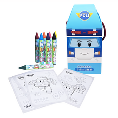 ROBOCAR POLI 波力 救援小英雄大豆蠟筆組 附人氣卡通著色紙, 8色, 1盒
