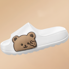 可愛熊室內靜音拖鞋 白小熊 EVA/PVC材質, 36~37, 白色, 1雙