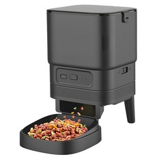 FJ 攜帶型迷你智能寵物餵食機 大容量 APP遙控 雙供電模式, 黑色, 4L, 1個