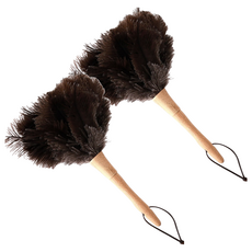 Nature Living 鴕鳥羽毛除塵撢 木柄, 木柄 深棕色, 2支