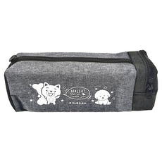 筌翔國際 環保簡約雙格大筆袋 22*8*6.5cm 牛津布料, 深灰色, 1組