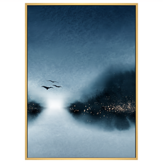 BOLUO GALLERY 菠蘿選畫所 星空 湖畔 APAD3447D 掛畫, 木色