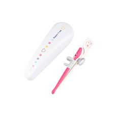 Richell 利其爾 兒童訓練筷 第一階段 附專用外出盒 手指環設計, 粉, 1組