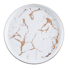 WANDU 瓦讀 石紋平板展示圓盤 4532 白瓷 簡約時尚 適用於甜點、小菜展示, 8吋, 霧白, 1個