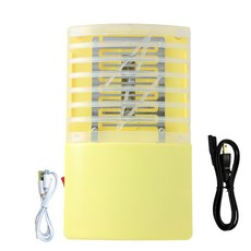 新錸家居 三用LED電擊式捕蚊燈全配組 附USB電源線 + 插座用電源線 USB充電/電池 黃色, 2016-1