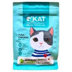 O'KAT 美喵人生 冷凍乾燥生肉糧 95.5% 高肉量 無穀, 鮪魚 + 雞, 70g, 1包