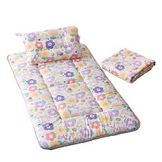 Annette 純棉加厚嬰兒床墊3件組 花朵獨角獸, 可水洗兒童枕43 x 28cm + 鋪棉睡墊120 x 70cm + 安撫毯150 x 120cm