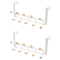 TRENY 日式經典門後掛勾 五勾 鐵製 410g 最大門板厚度4.5cm, 白色, 2個