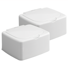 AHOYE 單格按壓彈蓋收納盒 2個 白色 桌面收納小物整理