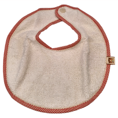 HiBOU 喜福 有機棉 寶貝圍兜兜 - 天然有機棉, 緹花織帶滾邊設計, 石榴紅, 1件