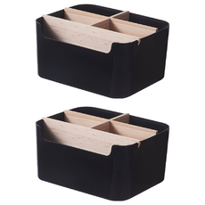 isona 愛收納 桌上遙控器收納盒, 黑, 2個