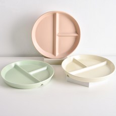 Homely Zakka 北歐啞光釉陶瓷分隔餐盤/211餐盤, 奶茶色 + 奶油白 + 奶油綠, 3個