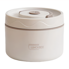 304不鏽鋼微波保溫便當 550ml 米白色 175g 可微波爐加熱, 1個