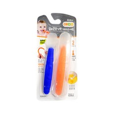 Edison 100%矽膠湯匙套裝, 4個月以上寶寶適用, 2入, 藍+橘, 1組