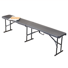 AMOS 三人坐木紋折疊戶外露營長椅, 寬180cm, 輕便免組裝, 摺疊好收納, 灰色, 1個