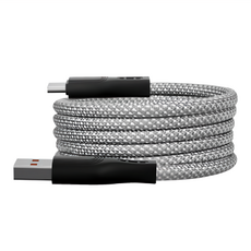 Magtame Type-C - Type-C 240W 扁線款 磁性快收納充電傳輸線, 1.5m, 銀色, 1條