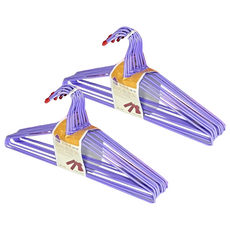 超經典衣架 SW-128, 10支/組, 塑膠披覆鐵線衣架, 圓潤邊角, 防滑設計, 乾濕兩用, 紫色, 2組