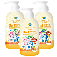 YOrSUn 悠森兒 Poli 波力 敏弱呵護3in1洗髮沐浴泡泡露, 柚子神經醯胺, 熟帶果香, 500ml/16oz, 3瓶