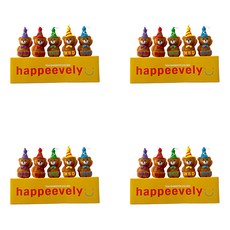 Hapibly 生日蛋糕五隻小熊兄弟蠟燭, 棕色, 4個