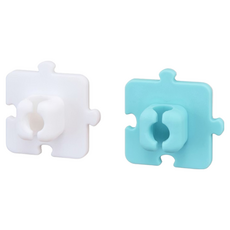 Daiya 拼圖式牙刷架,方便收納 電動牙刷多種刷頭 可貼置於光滑面 拼圖方式可自由拼接, 白色 + 藍色, 2個