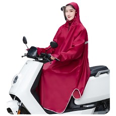 一件式戴袖口斗篷雨衣 棗紅, 牛津布面料, 荷葉式防水, 均碼