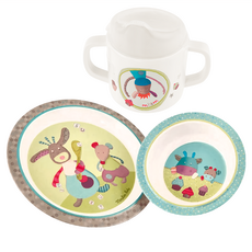 Moulin Roty 安全杯盤禮盒組, 喬麗絲, 餐盤 + 碗 + 杯, 1組