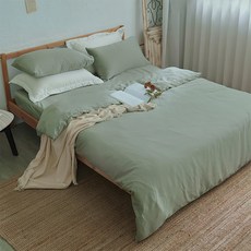 詠聖 素面文青300織 100%TENCEL純天絲雙人薄被套, 莫蘭迪綠