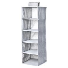 衣櫃衣櫥收納掛袋 仿麻+PP板+高密度板, 27 x 27 x 100cm, 03 灰色五層