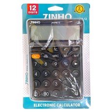 JINHO 京禾 12位元計算機 大型LCD數字顯示 雙重電源供應, 黑色, 1個