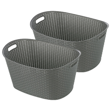 KEYWAY 聯府 南洋藤藝置物籃 KGB624-2 24L, 灰色, 2個