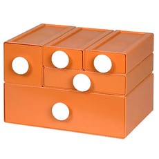 FL 生活+ 撞色桌上收納盒 小資5件組 艷陽橘 辦公收納