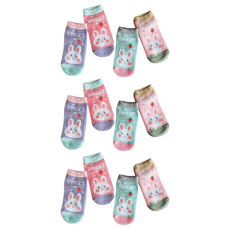 JY靴下屋 直版童襪 3~6歲 12雙 草莓兔 台灣製造, 15~18cm